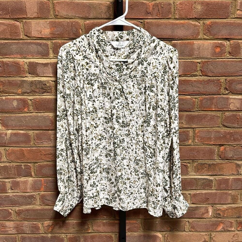 LaRoque Women’s Green Multi Silk Blend Long Sleeve Top Size Medium